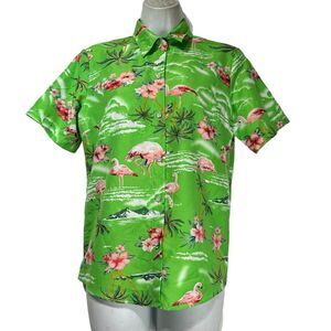 SSLR Womens Flamingos Hawaiian Luau Shirt Size S